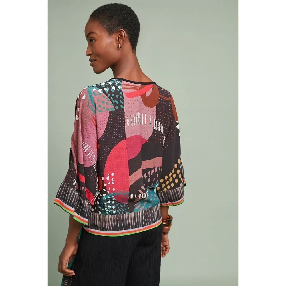 Anthropologie Patchwork Tie-Waist Blouse - Picture 2 of 6